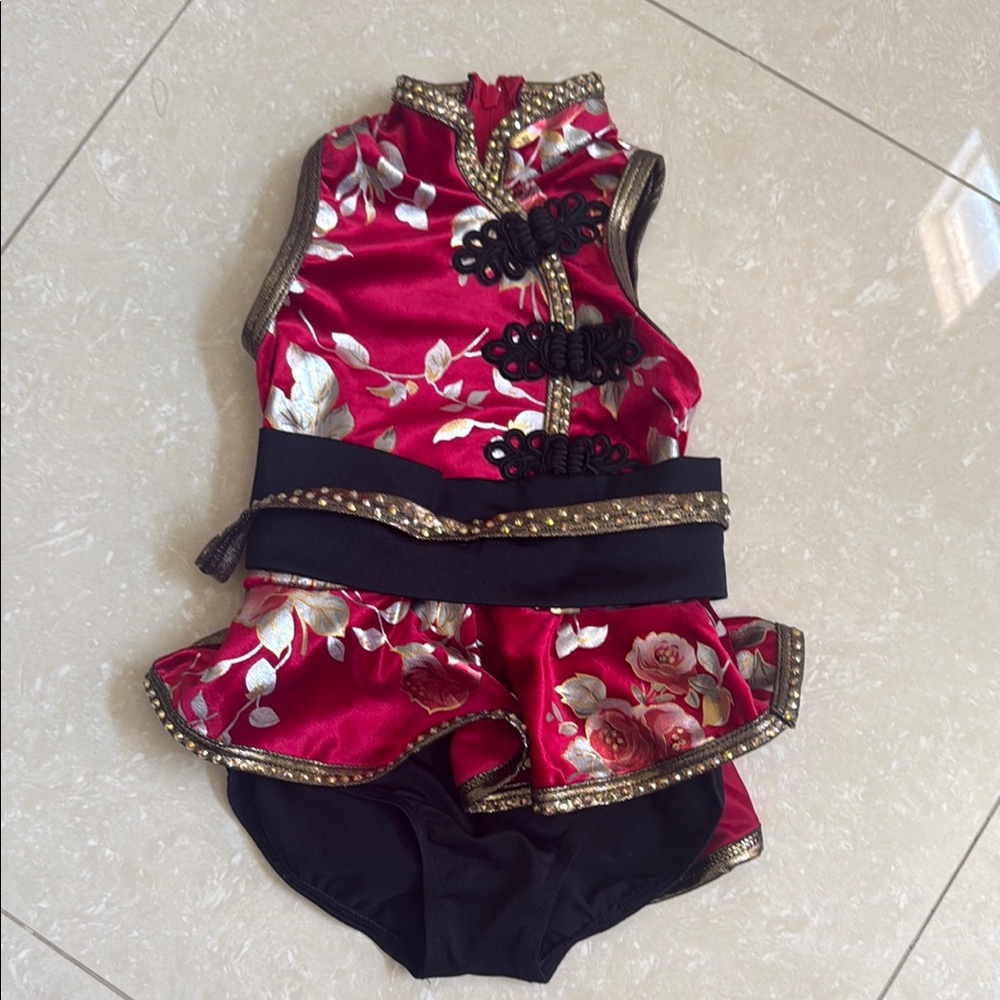 Weissman Red and Gold Floral Dance Costume